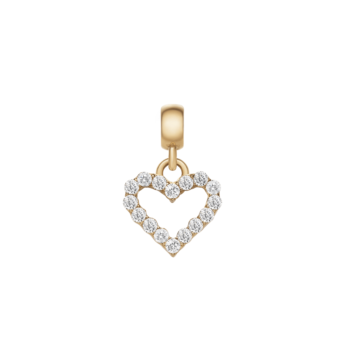 Heart Contour White Crystal Charm