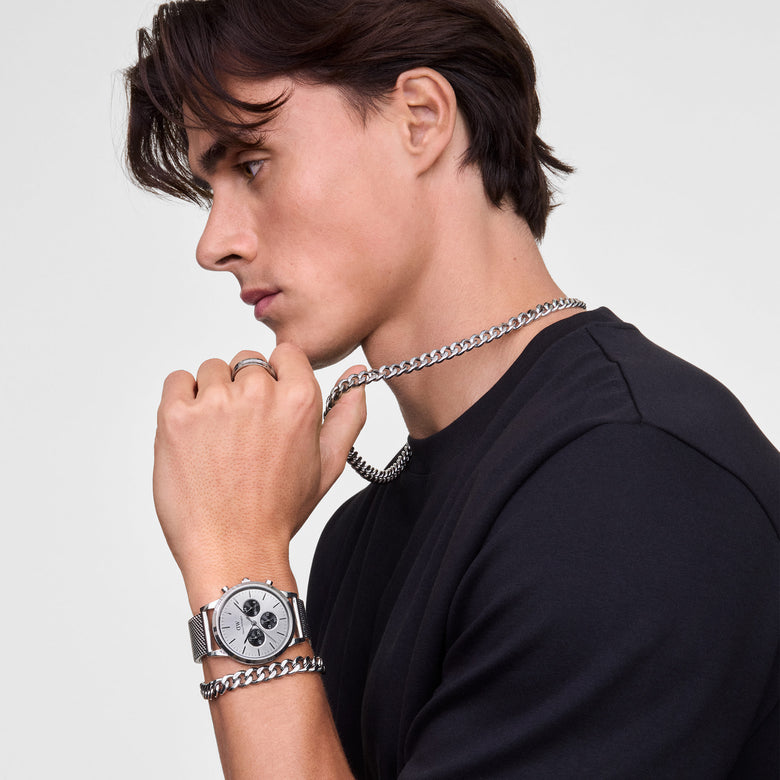 Ellipse Cuban Chain Bracelet Silver