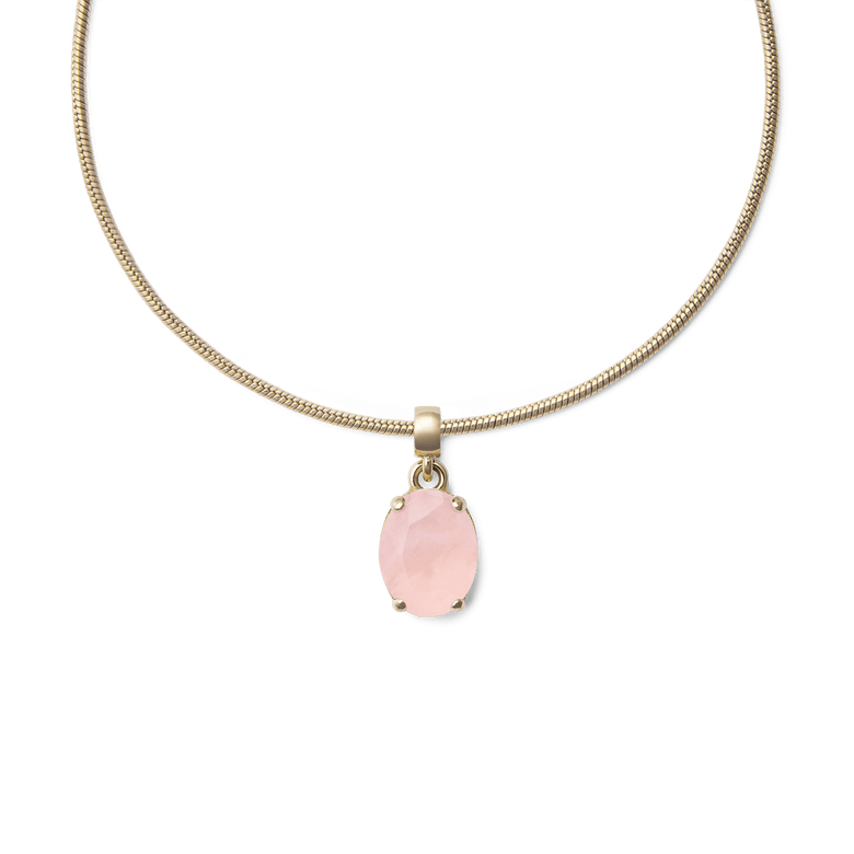 Rose Quartz Oval Gold Charm