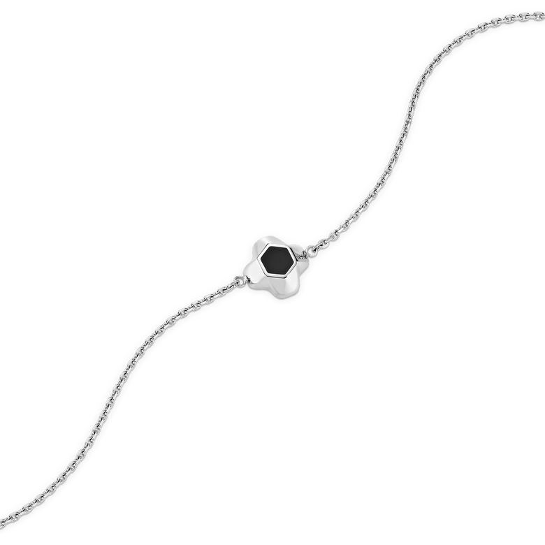 North Star Bracelet 1 Small Black Enamel Silver