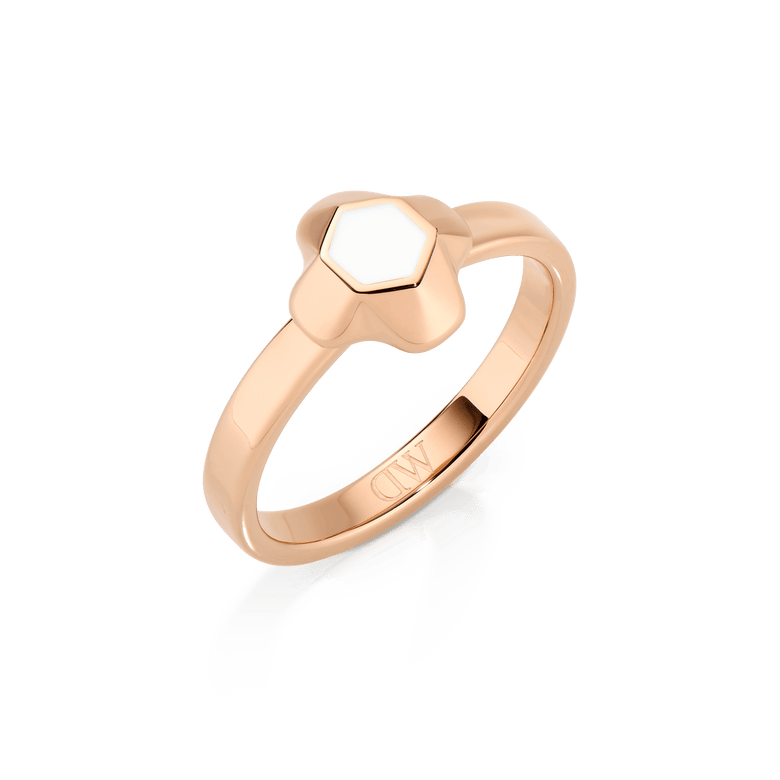 North Star Ring Small White Enamel Rose Gold