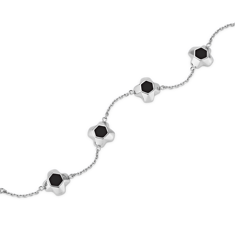 North Star Bracelet 5 Small Black Enamel Silver