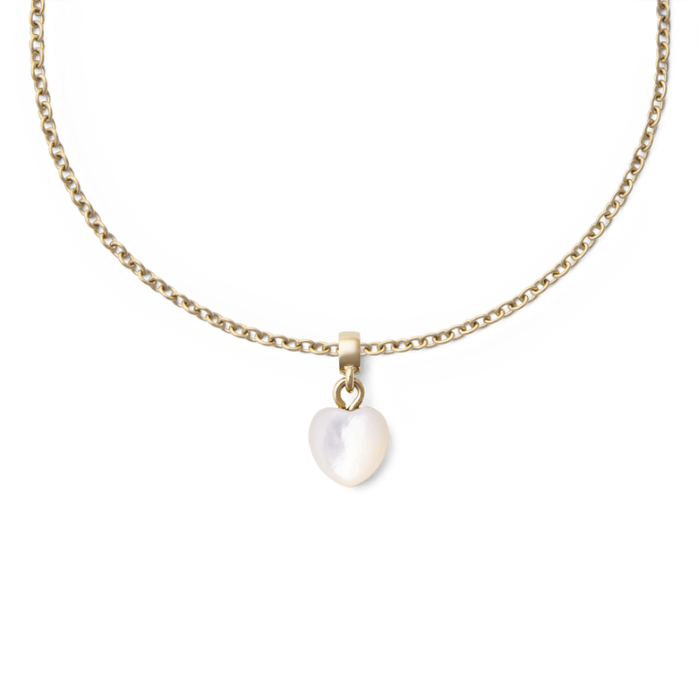 Mother of Pearl Heart Gold Charm