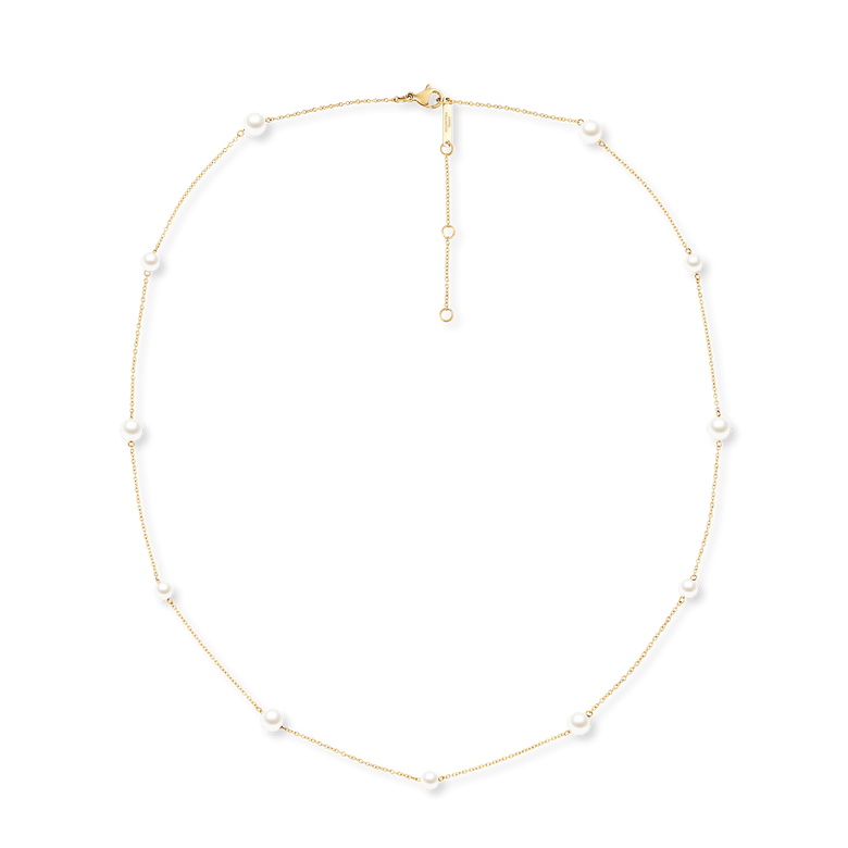 Pearl Step Necklace Gold