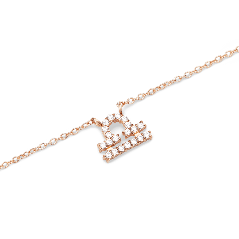Crystal Zodiac Chain Necklace Rose Gold