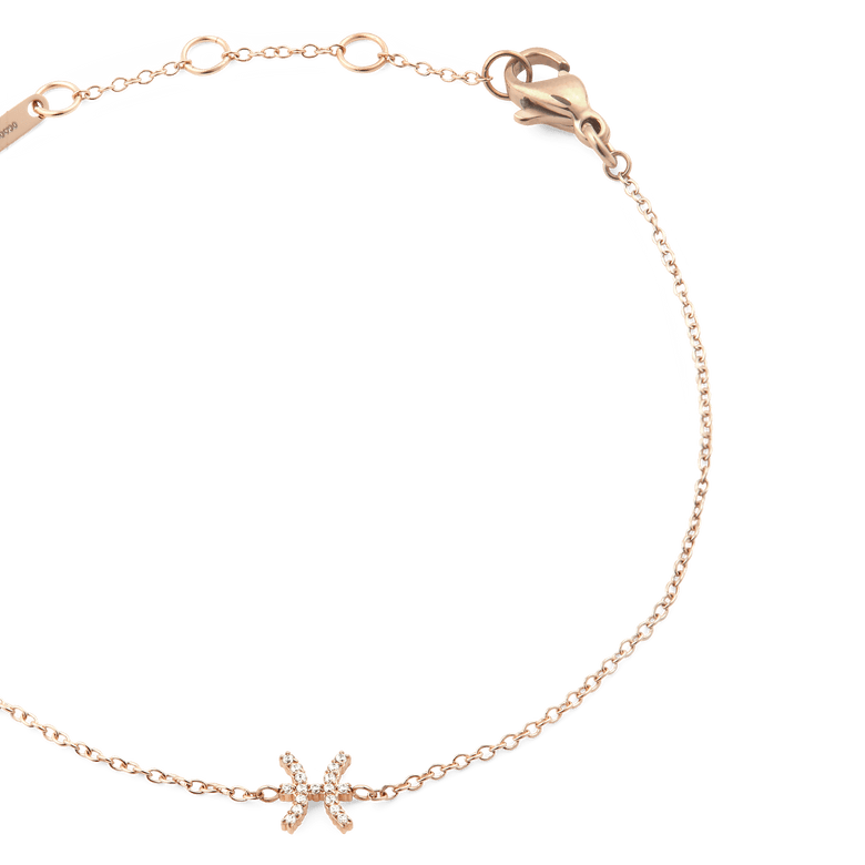 Crystal Zodiac Chain Bracelet Rose Gold