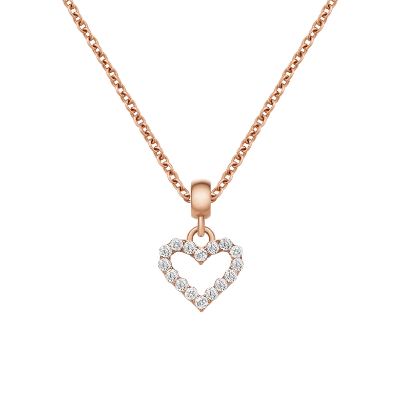 Heart Contour White Crystal Charm RG