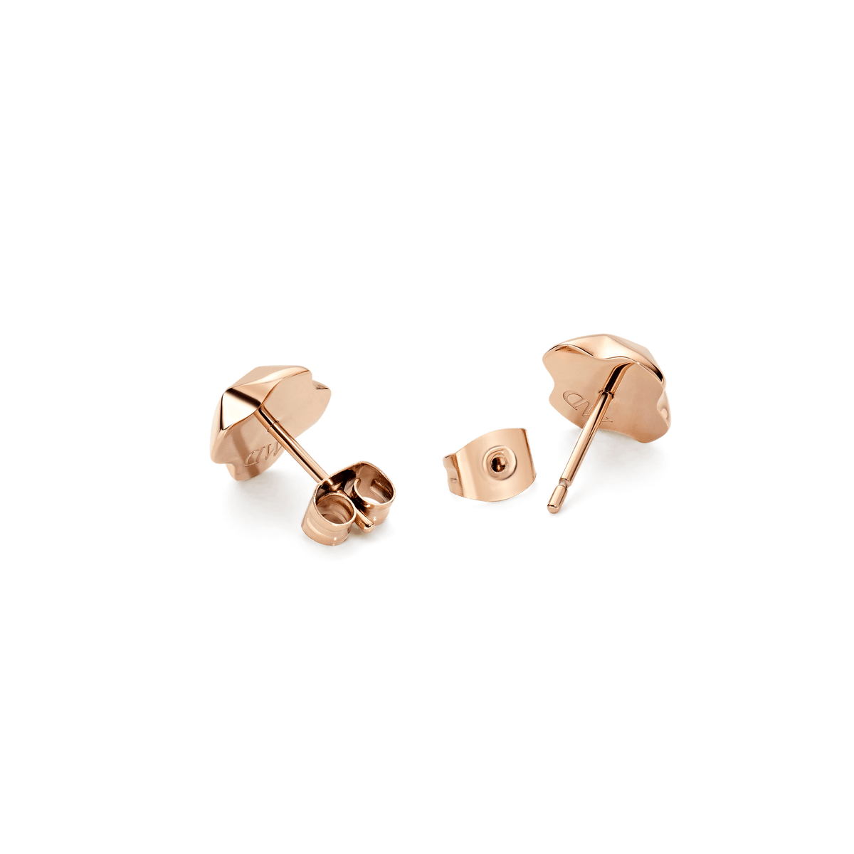 North Star Earrings Small White Enamel Rose Gold