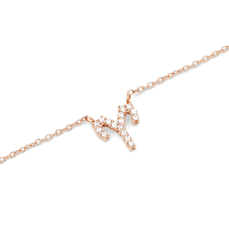 Crystal Zodiac Chain Necklace Rose Gold