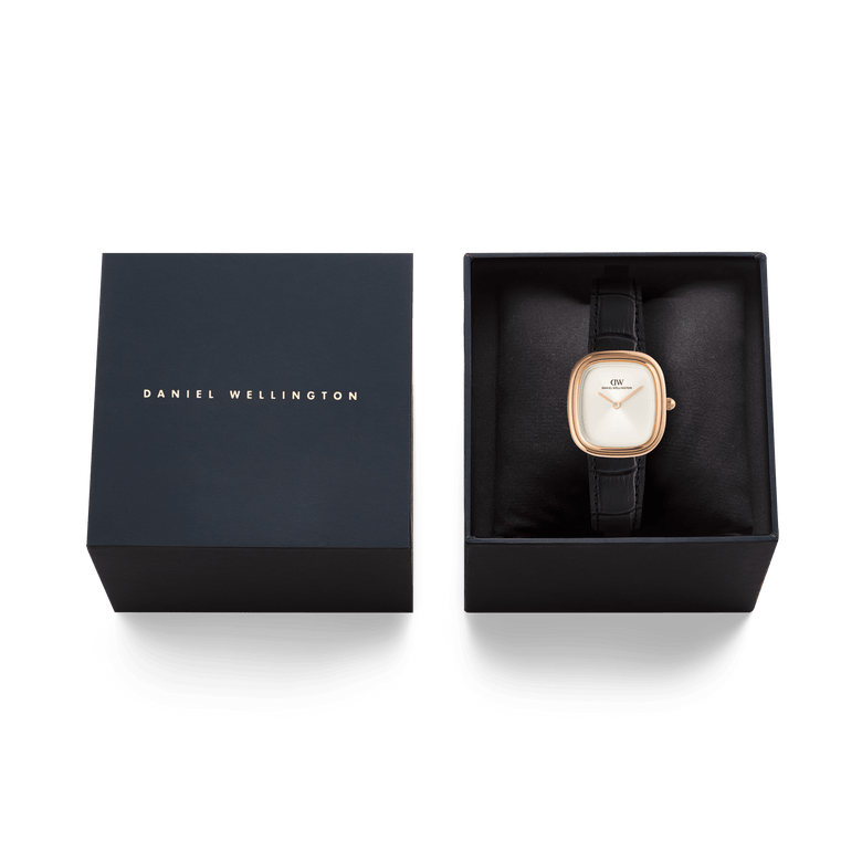 Margot Black Croc Rose Gold
