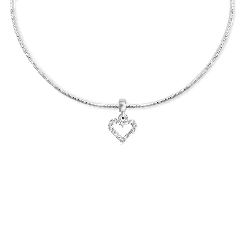 Heart Contour White Crystal Charm