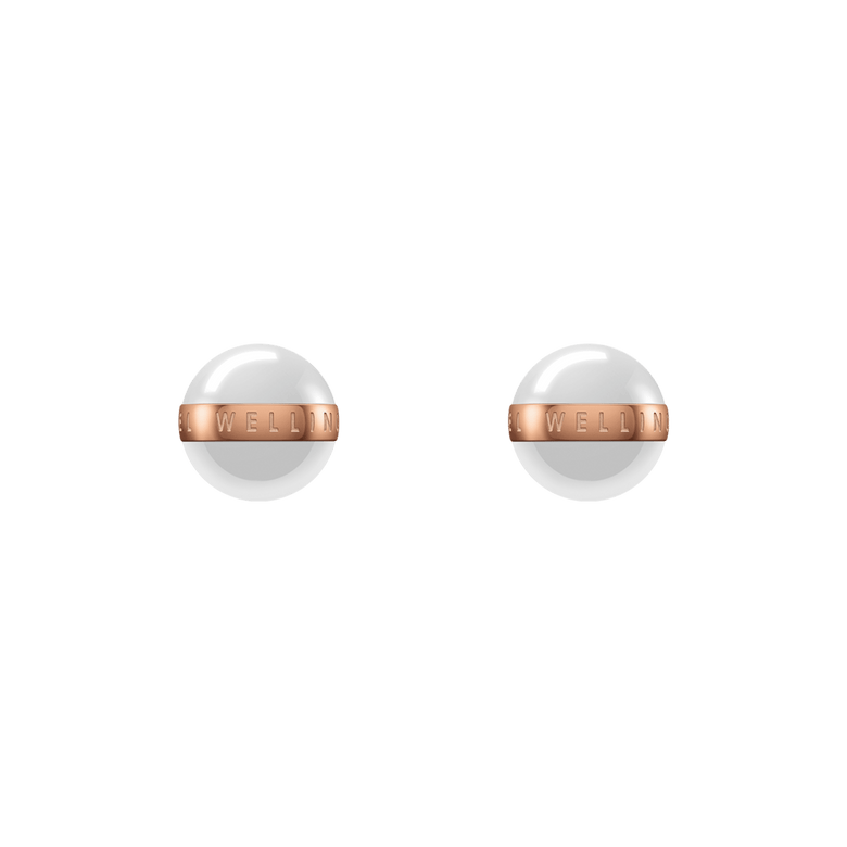 Aspiration Earrings Rose Gold Satin White