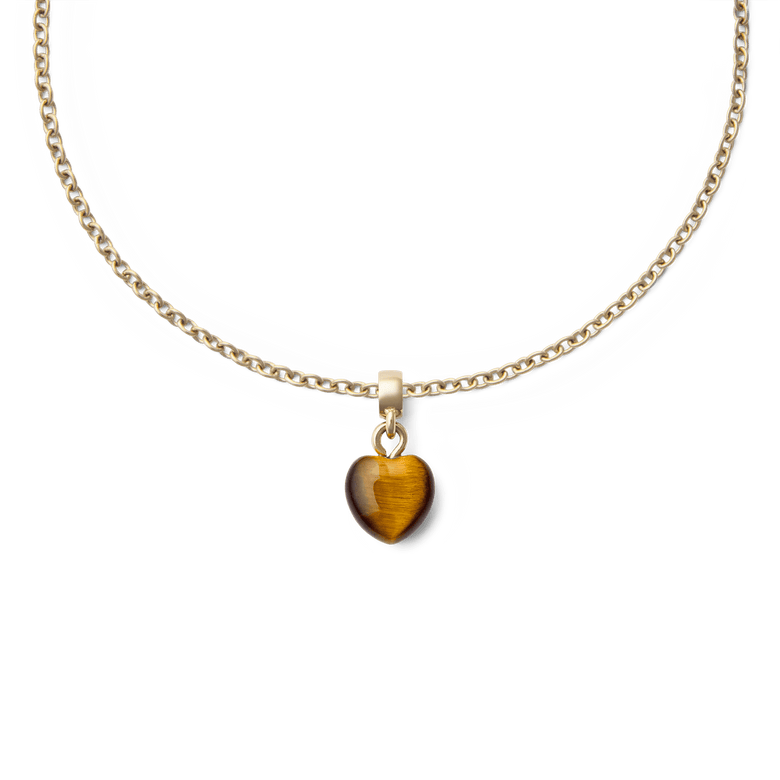 Tiger eye Heart Gold Charm