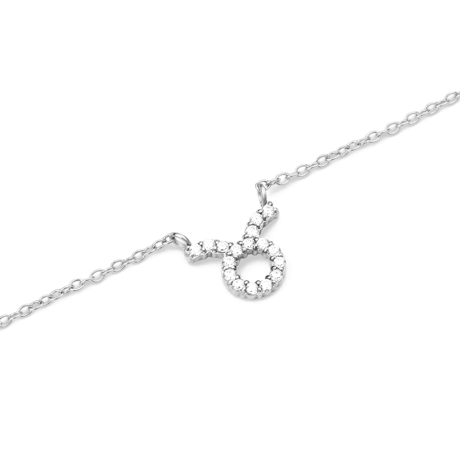 Crystal Zodiac Chain Necklace Silver