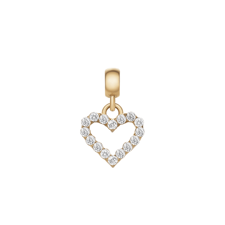 Heart Contour White Crystal Charm