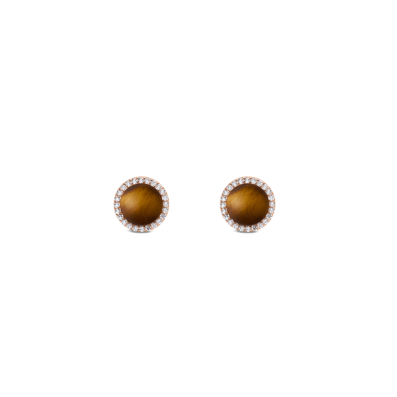 Audrey Earrings Tiger Eye Rose Gold