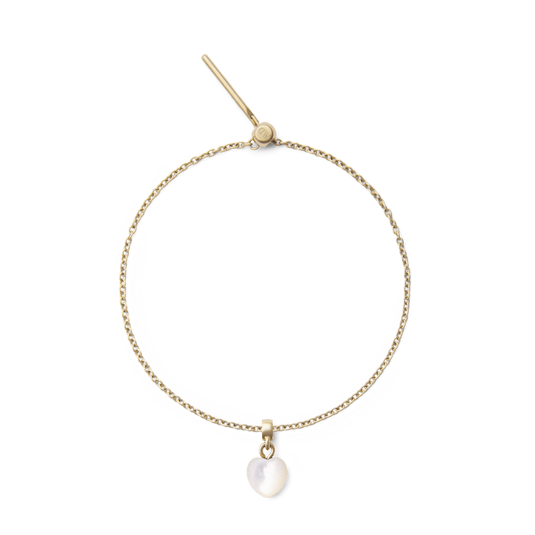 Mother of Pearl Heart Gold Charm