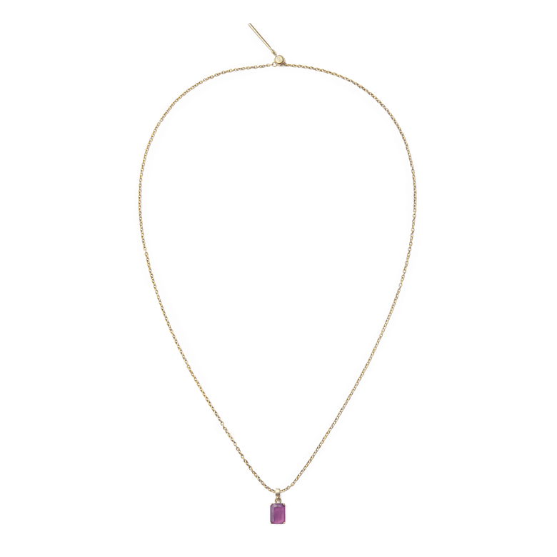 Amethyst Octagon Gold Charm