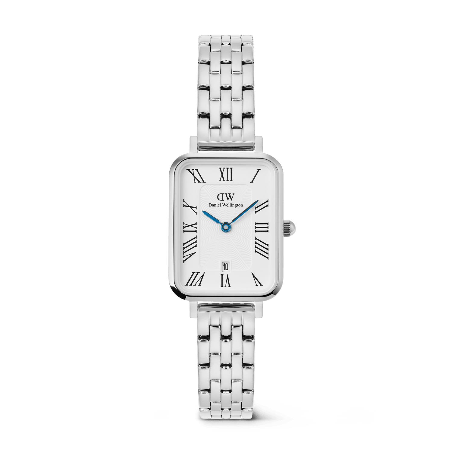 Quadro Roman Numerals Date 5-link Silver