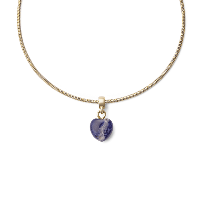 Blue Spot Heart Gold Charm
