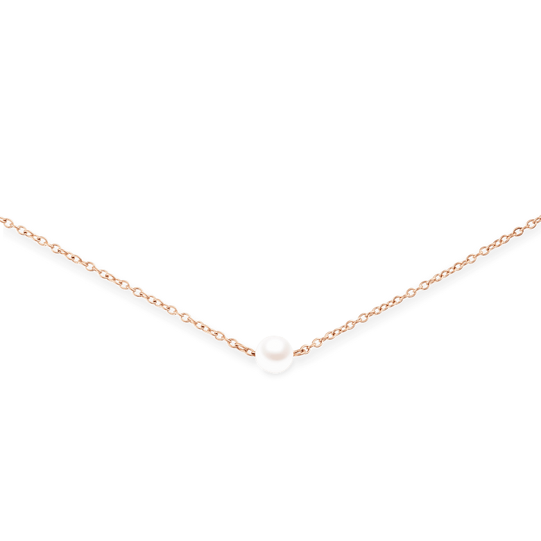 Pearl Step Necklace Rose Gold