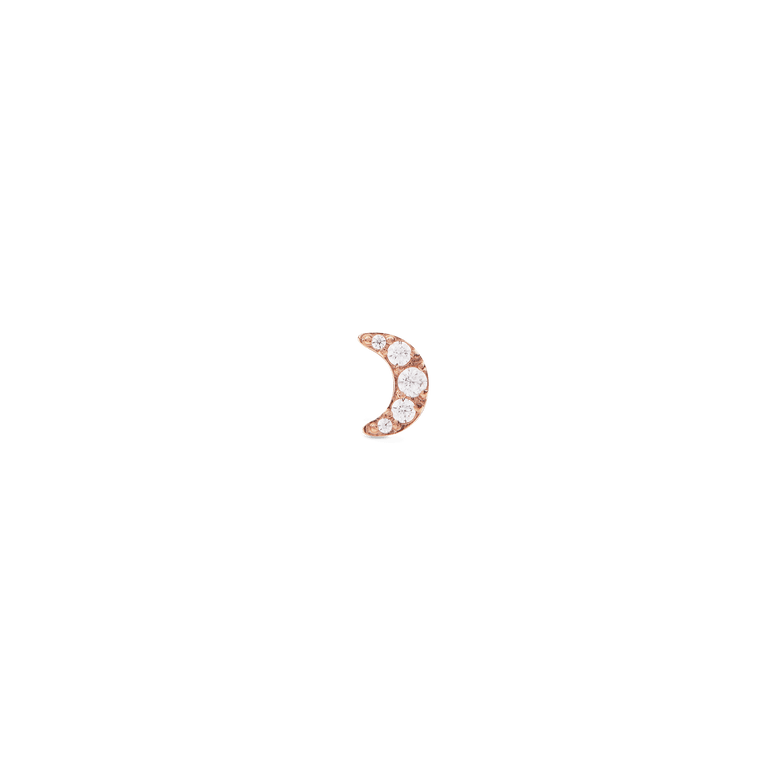 Crystal Moon Stud Rose Gold