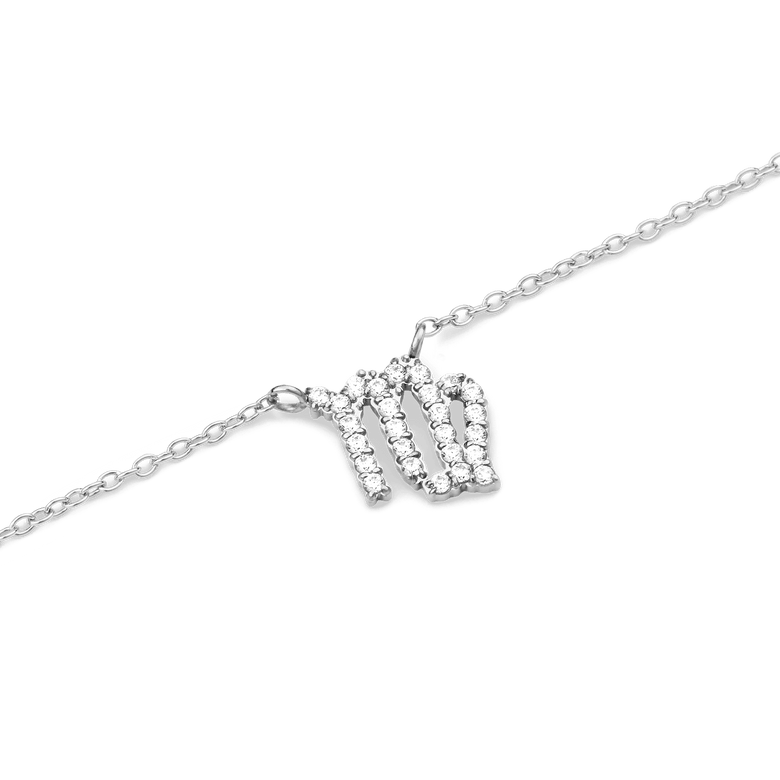 Crystal Zodiac Chain Necklace Silver