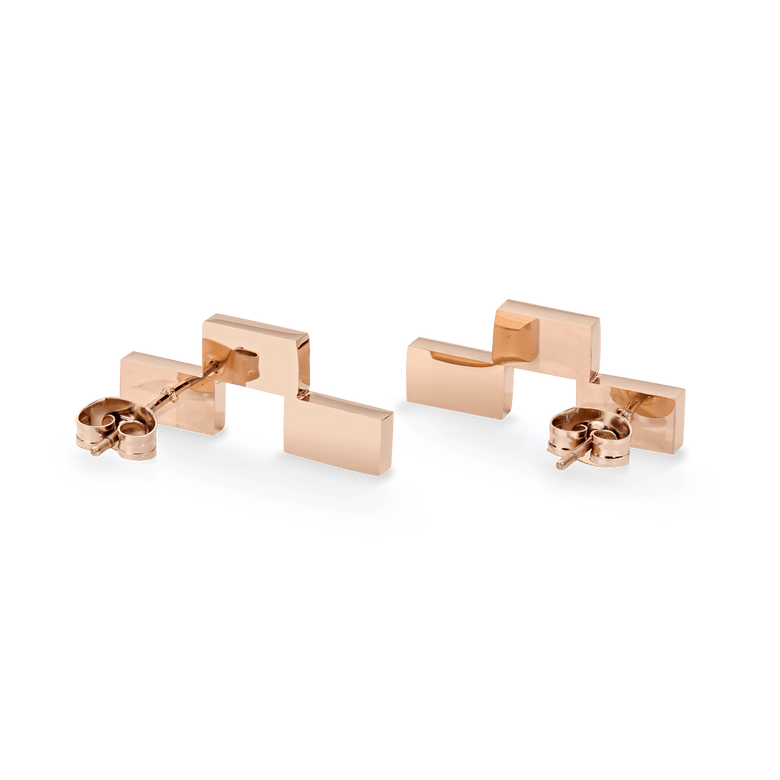 Bric Earrings Apricot Enamel Rose Gold