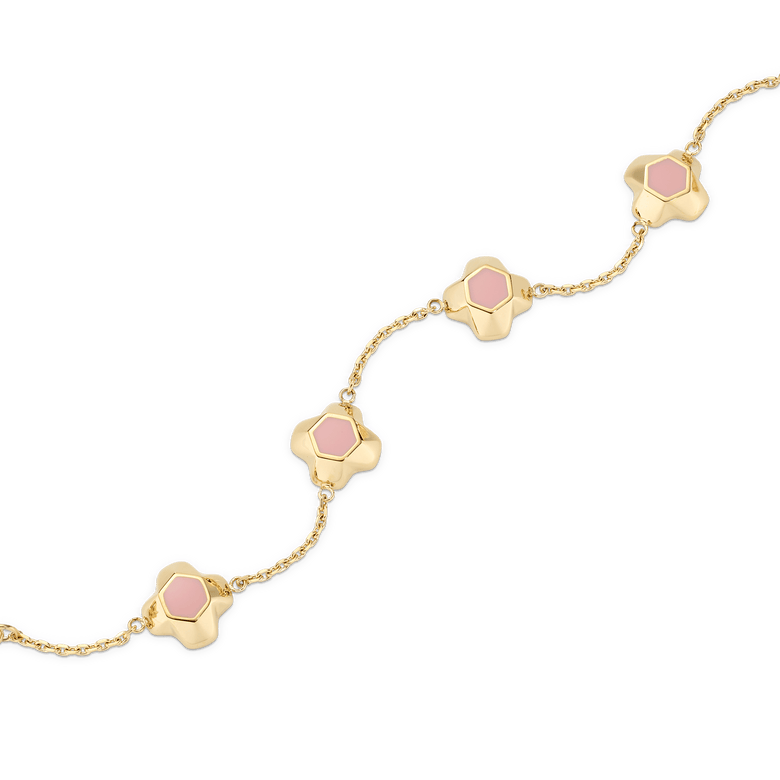 North Star Bracelet 5 Small Apricot Enamel Gold
