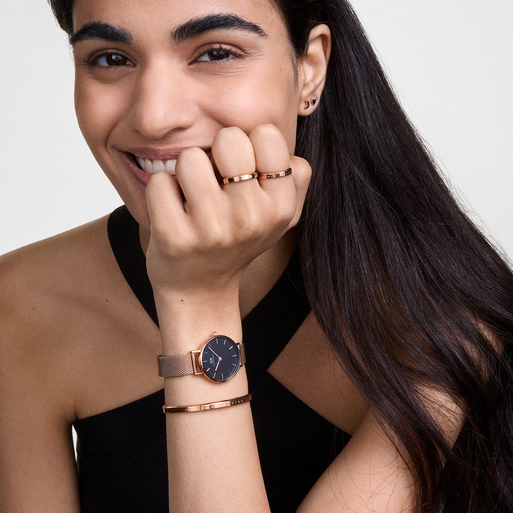 Quadro mini-champagne square dial watch for women | DW Quadro mini-champagne square dial watch for women | DW
