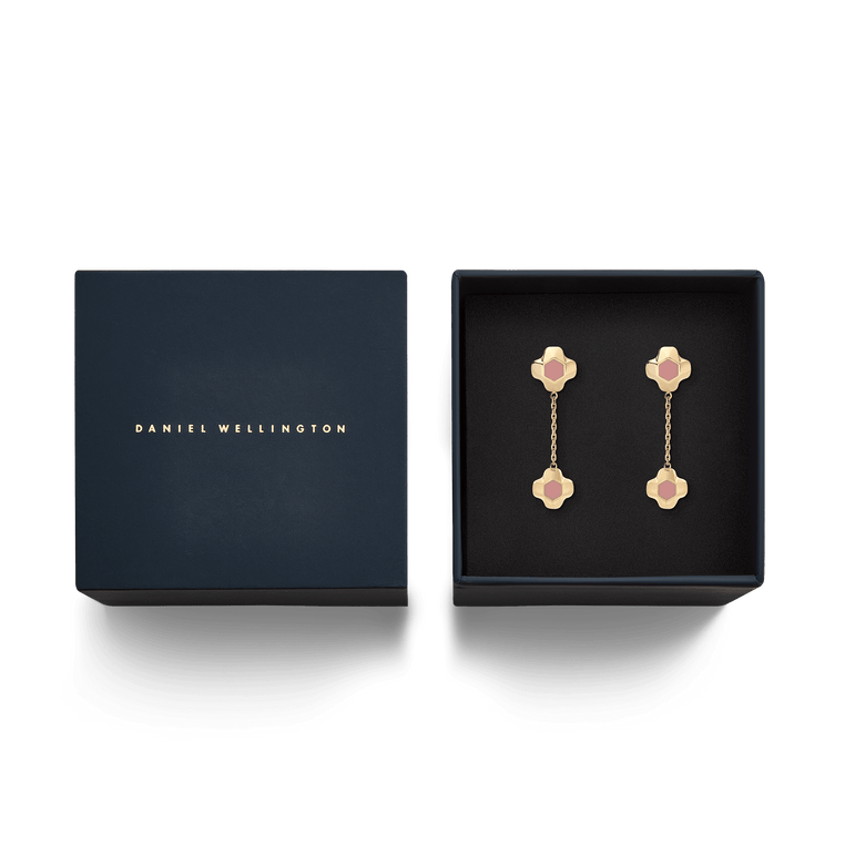 North Star Earrings Drop Apricot Enamel Gold