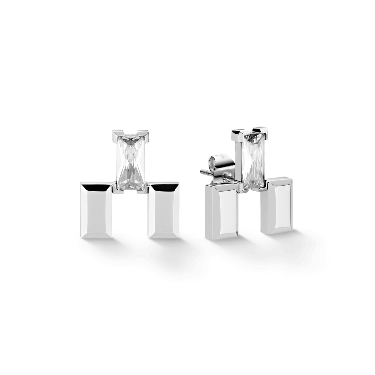 Bric Earrings Crystal Silver