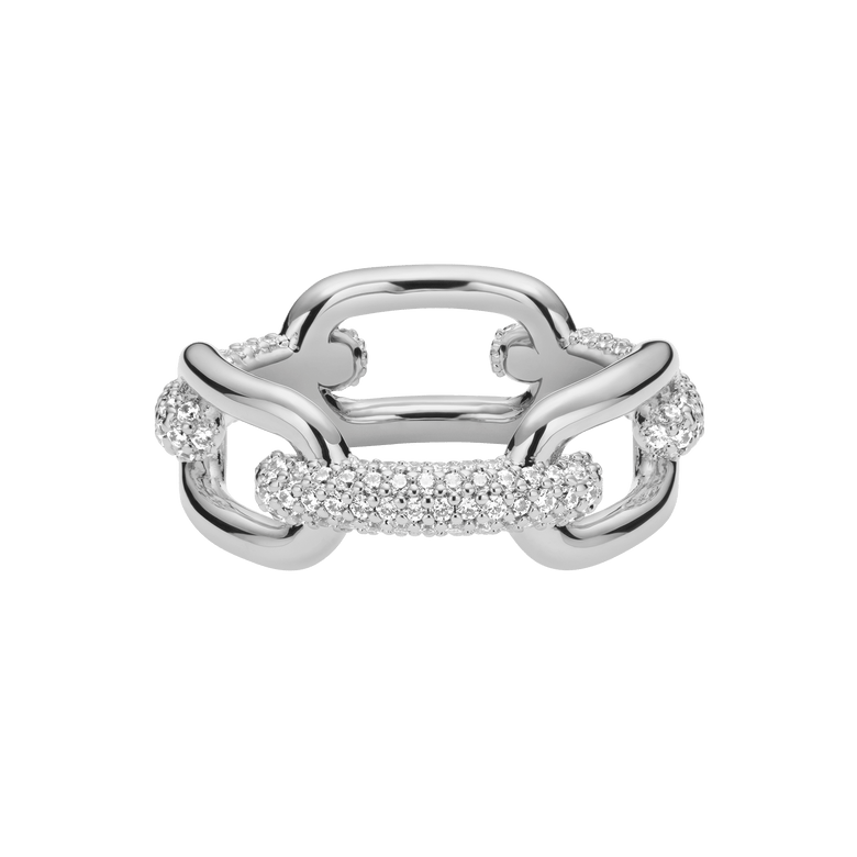 Crystal Link Ring Silver