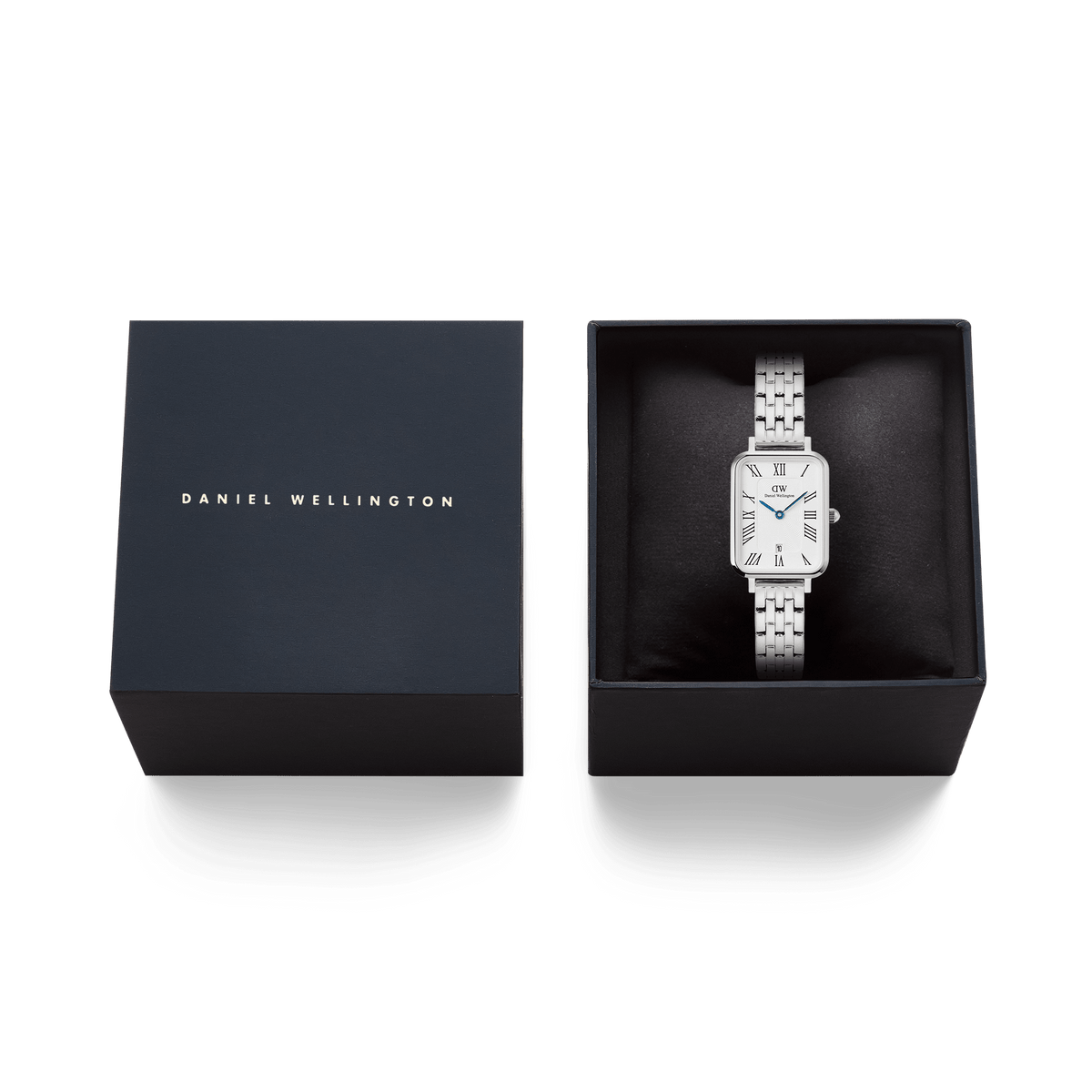 Quadro Roman Numerals Date 5-link Silver