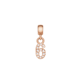 Crystal Number Charm Rose Gold