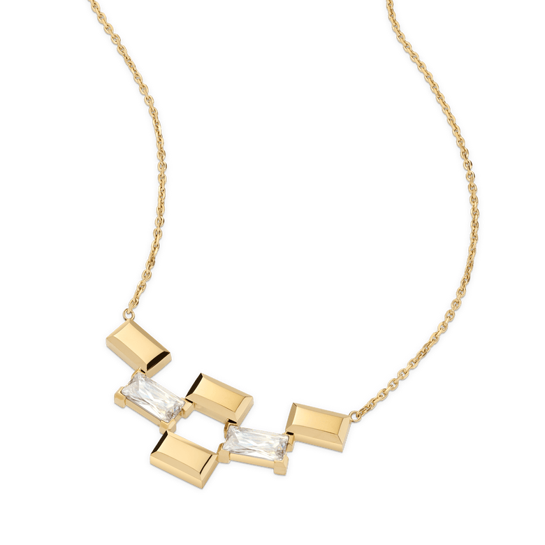 Bric Necklace Multi Crystal Gold