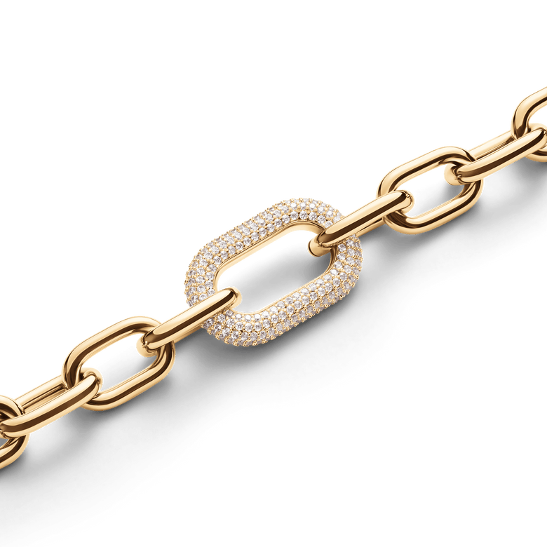 Crystal Link Necklace Gold