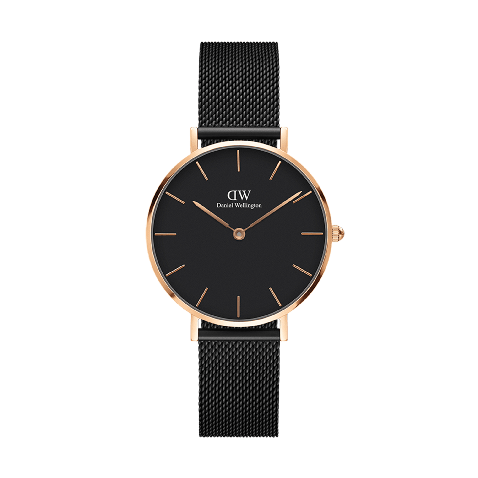 Petite Ashfield Black women s watch with rose gold DW