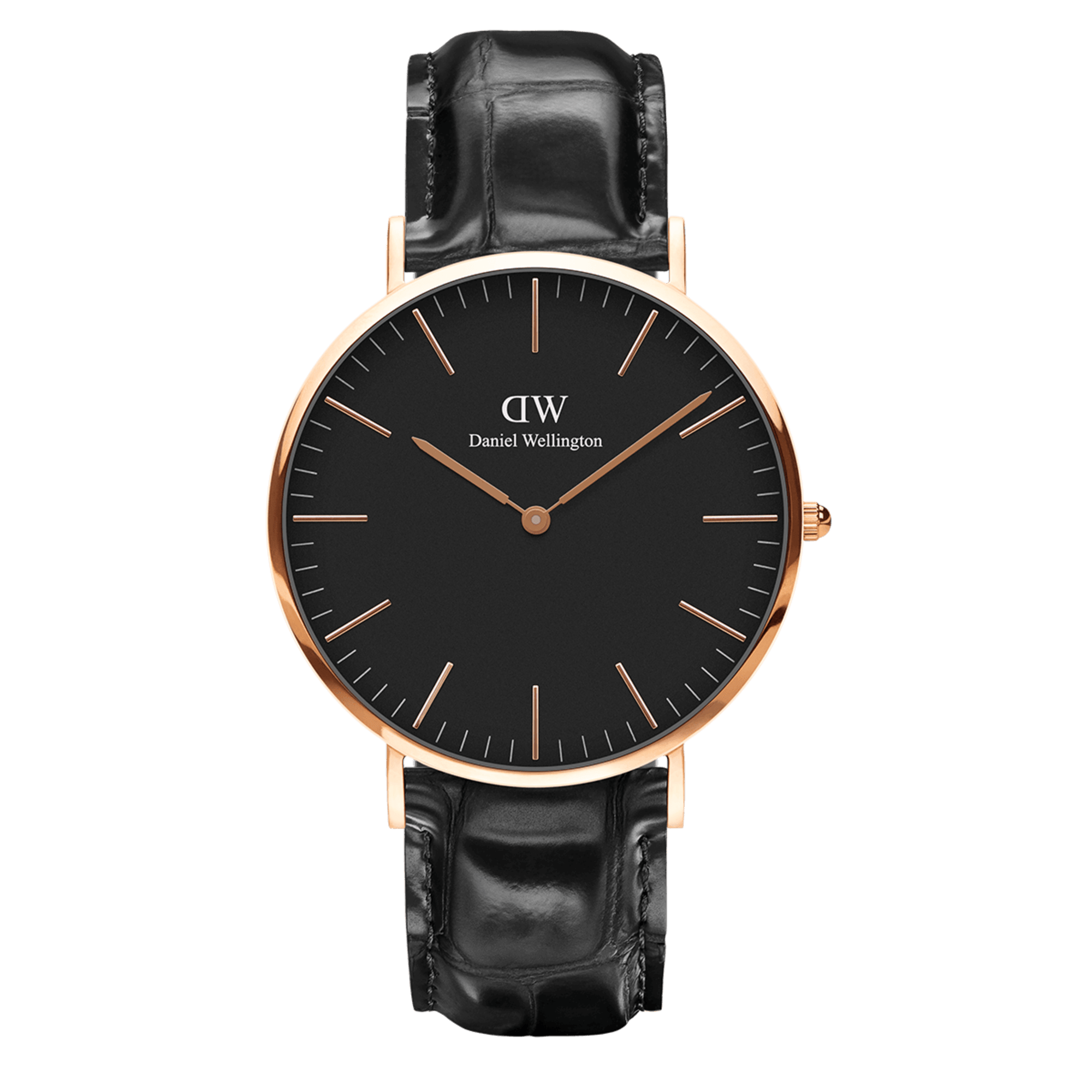 Daniel Wellington 時計 ブラック Reading - Black men's watch with rose gold 40mm | DW