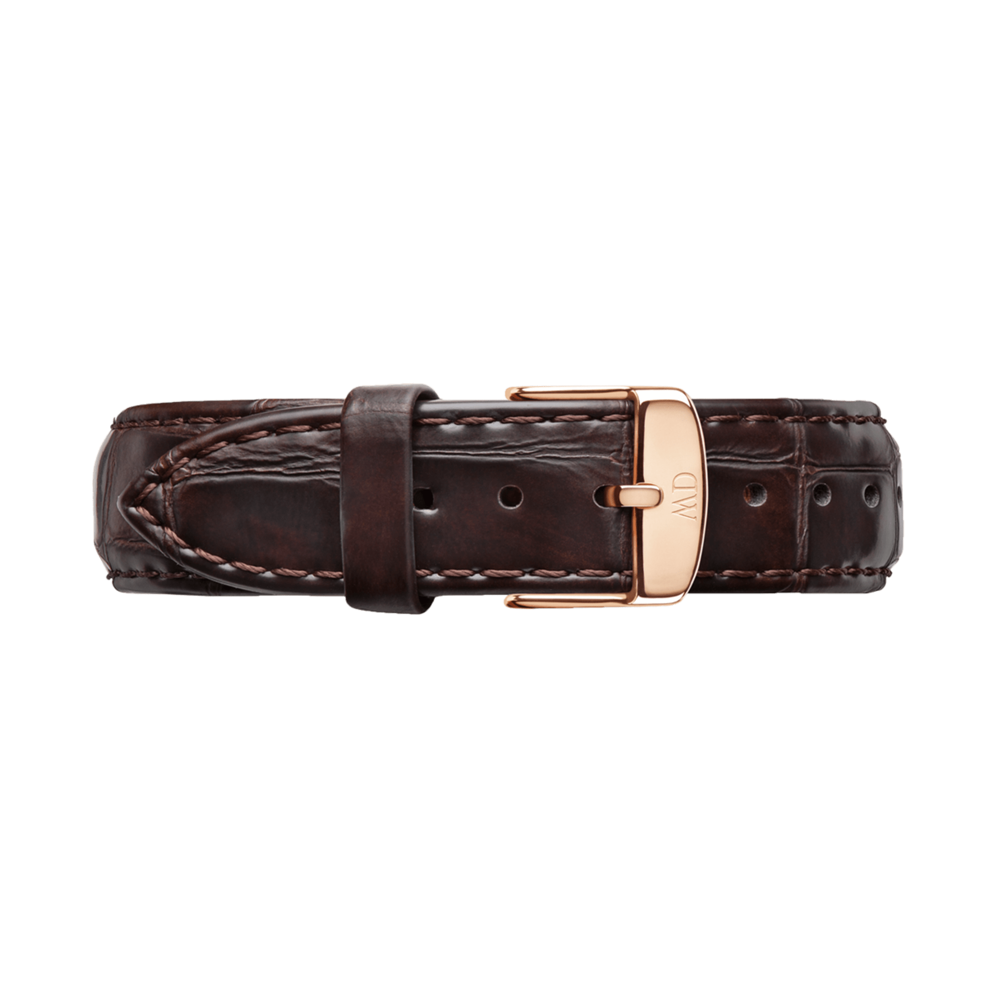 York - Watch strap men in brown leather & rose gold | DW